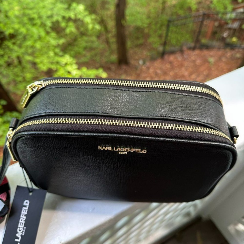 KARL LAGERFELD PARIS MAYBELLE CROSSBODY BAG SHOULDER PURSE BLACK MSRP $178 - Picture 2 of 5